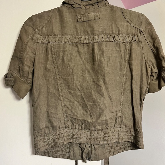 GUESS MOSS GREEN CARGO SHORT SLEEVE ZIP UP CARDIGAN VINTAGE JACKET - Picture 5 of 5